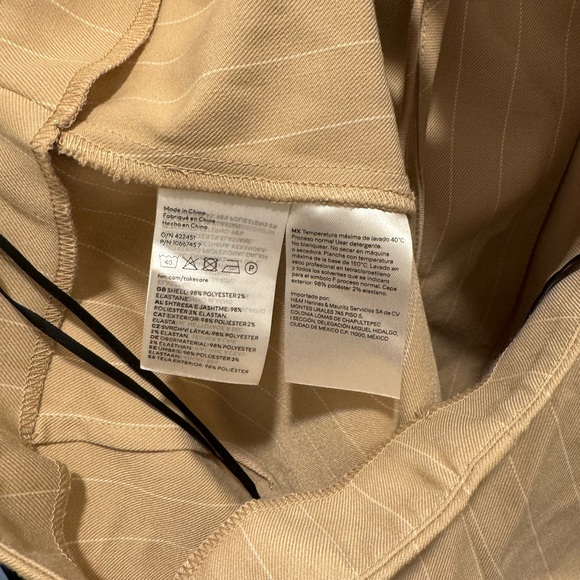 H&M Cut-Out Blazer Jacket Backless Long Sleeve Mini Dress Beige Tan Pinstripe M - Picture 9 of 10